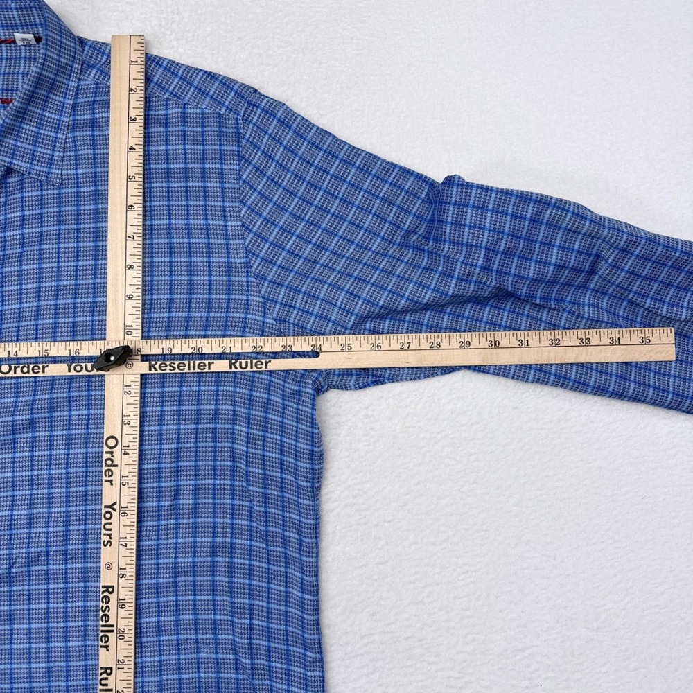 Robert Graham Shirt Men's Size XL Classic Fit Blue Check Flip Cuff Buttom Down - Picture 10 of 11